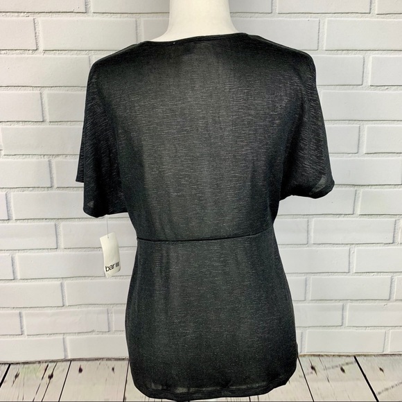 🔥BAR III🔥TWIST FRONT V-NECK DOLMAN BLOUSE BLACK TOP LARGE NWT - Picture 4 of 4